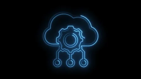 Neon cloud gear connection network data transfer technology concept digital Stock Footage 333951492