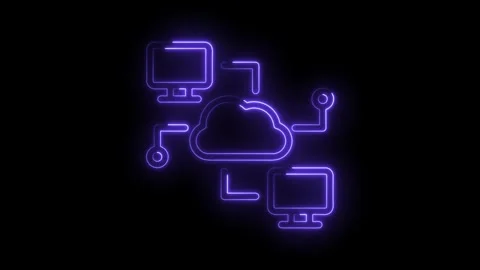 Neon cloud network animation representing data transfer and connection with Stock Footage 330782538