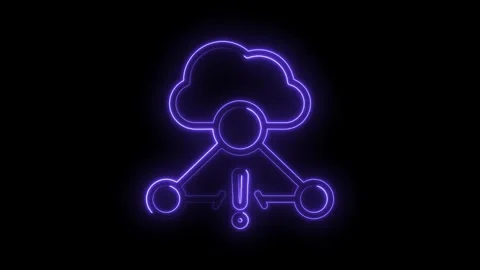 Neon cloud network connection with data transfer and error symbol glowing p.. Stock Footage 346014273