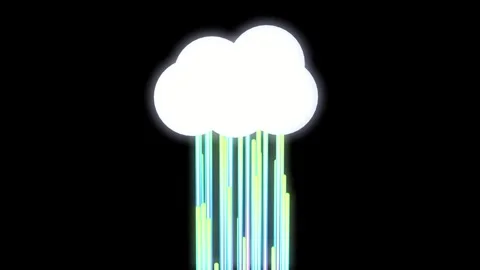 A neon cloud with rain on a black background. Weather icon. Stock Footage 256597902