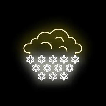 Neon cloud raining snow icon displaying winter weather Illustrazione stock