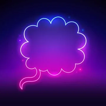 Neon Cloud Shaped Speech Bubble Stock Illustration