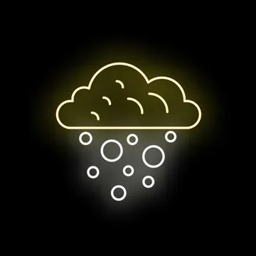 Neon cloud with snow falling weather icon Stock Illustration