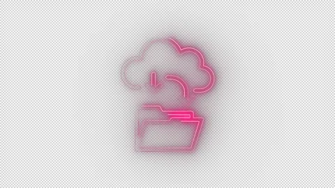 Neon Cloud Storage and File Transfer Icon Stock Footage 320508770
