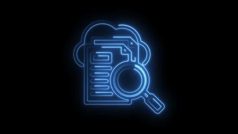 Neon cloud storage with data search and analysis on dark background technol.. Stock Footage 346007636