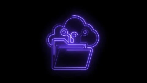 Neon cloud storage folder animation for data management and digital informa.. Stock Footage 312309680