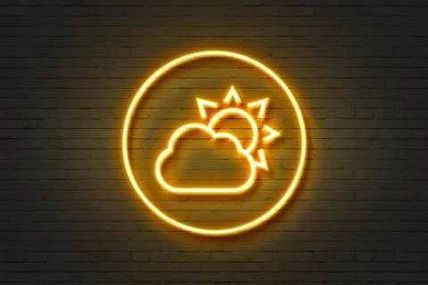 Neon cloud sun Illustrazione stock