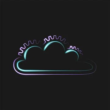 Neon cloud technology icon, logo. Technology, packaged software, decentralized Stock Illustration
