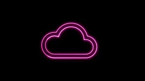 Neon Cloud Upload Animation - Animated Glow  Cloud  Icon on Black Background Stock Footage 317476057