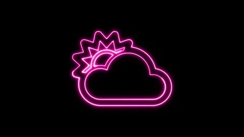Neon Cloud Upload Animation - Animated Glow  Cloud  Icon on Black Background Video stock 317476058