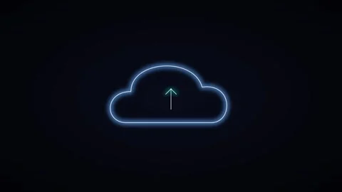 Neon cloud upload animation: digital data transfer and cloud computing concep 스톡 동영상 344860189