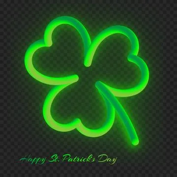 Neon clover leaf with a gradient Illustrazione stock