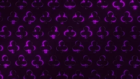 Neon club suit pattern background with glowing purple casino card symbols Vídeos de archivo 334140407