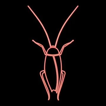 Neon cockroach red color vector illustration flat style image 스톡 일러스트