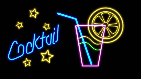 Neon cocktail Stock Illustration