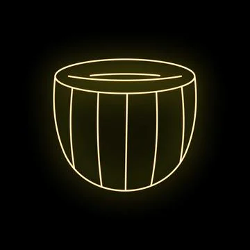 Neon coconut shell line art glow icon Stock Illustration