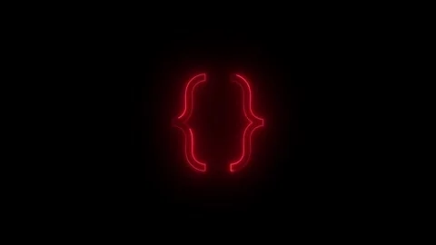 Neon code icon glowing black background animation Stock Footage 285519828
