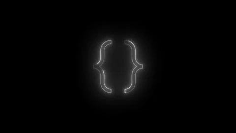 Neon code icon glowing black background animation Stock Footage 285519873
