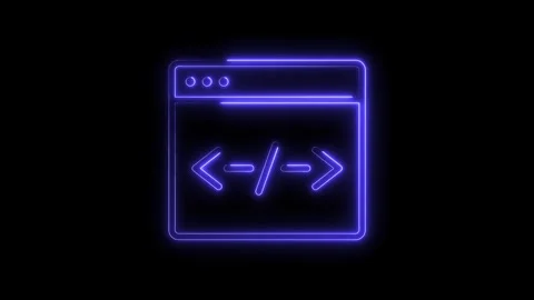 Neon coding interface screen abstract programming and development symbol Stock Footage 322966036