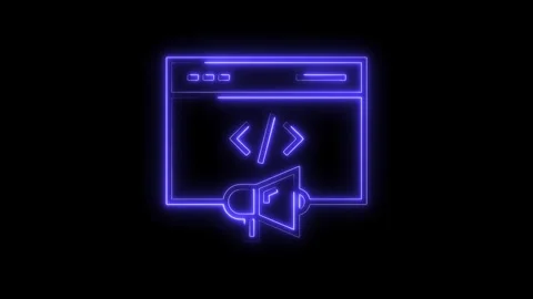 Neon coding website marketing animation shining web development promotion a.. Stock Footage 312448257