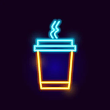 Neon Coffe Cup Icon Stock Illustration