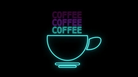 NEON COFFEE CUP TEXT Stock Footage 252284275