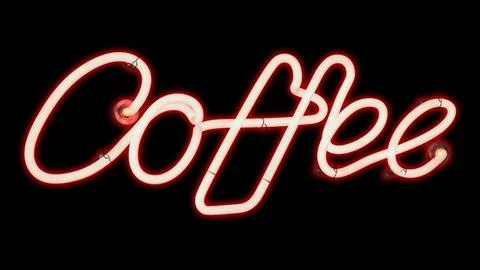 Neon coffee sign glowing Stock Illustration