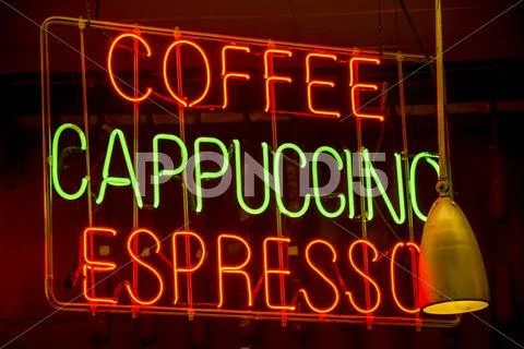 Neon coffee sign Stock Photos