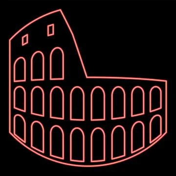 Neon coliseum red color vector illustration image flat style Stock Illustration