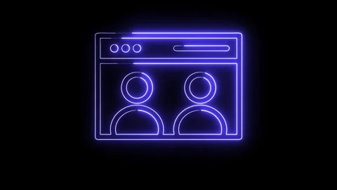 Neon collaboration icon animation two people on browser window Stock Footage 308193114
