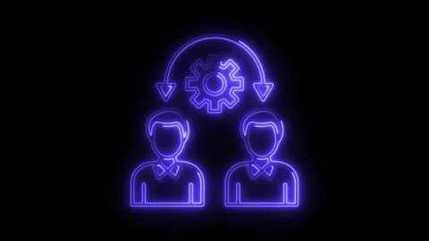 Neon collaborative process animation teamwork and shared knowledge with gea.. Stock Footage 308902685