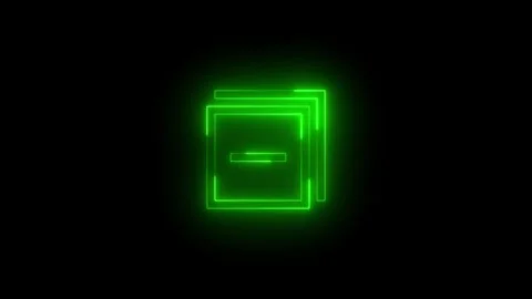 Neon collapse content icon glowing black background animation Video stock 289470322