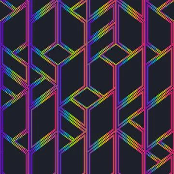Neon color mosaic seamless pattern. 库存插图