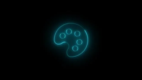 Neon color solid icon glowing black background animation Stock Footage 289470471