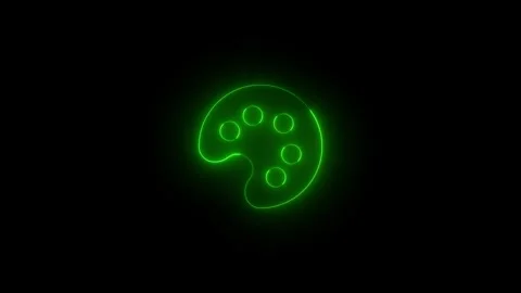 Neon color solid icon glowing black background animation Stock Footage 289470481