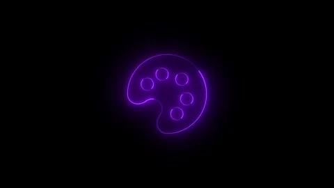 Neon color solid icon glowing black background animation Stock Footage 289470493