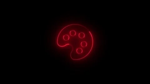 Neon color solid icon glowing black background animation Stock Footage 289470500