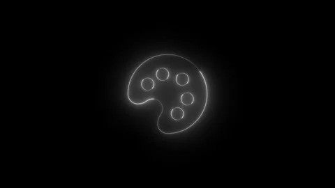 Neon color solid icon glowing black background animation 스톡 동영상 289470515