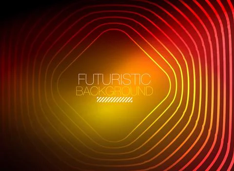 Neon color square shape lines abstract background. Shiny magic energy and motion Stock Illustration
