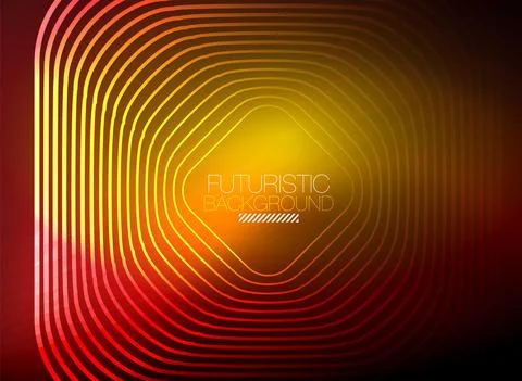 Neon color square shape lines abstract background. Shiny magic energy and motion Stock Illustration