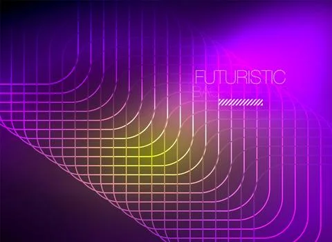 Neon color square shape lines abstract background. Shiny magic energy and motion Stock Illustration