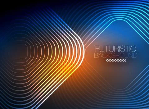Neon color square shape lines abstract background. Shiny magic energy and motion Stock Illustration