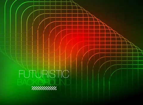 Neon color square shape lines abstract background. Shiny magic energy and motion Stock Illustration