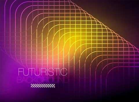 Neon color square shape lines abstract background. Shiny magic energy and motion Stock Illustration