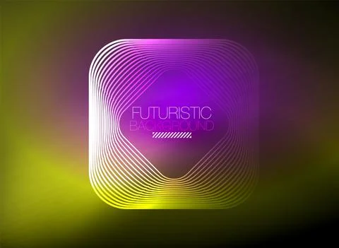 Neon color square shape lines abstract background. Shiny magic energy and motion Stock Illustration