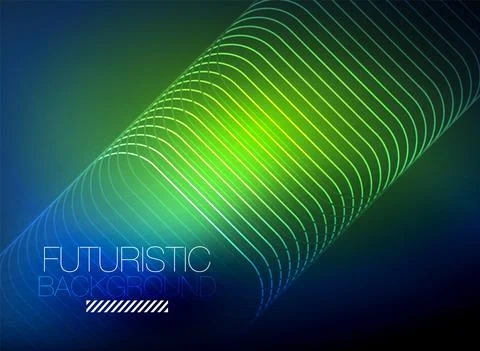 Neon color square shape lines abstract background. Shiny magic energy and motion Stock Illustration