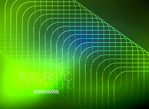 Neon color square shape lines abstract background. Shiny magic energy and motion Stock Illustration
