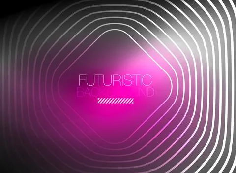Neon color square shape lines abstract background. Shiny magic energy and motion Stock Illustration