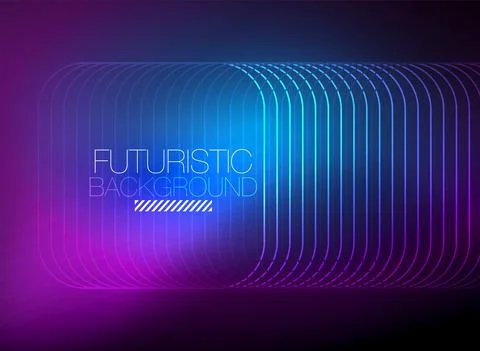 Neon color square shape lines abstract background. Shiny magic energy and motion Illustrazione stock