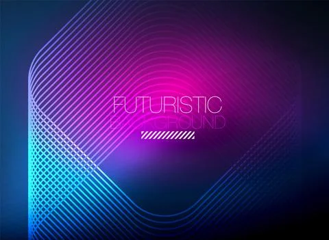 Neon color square shape lines abstract background. Shiny magic energy and motion Stock Illustration
